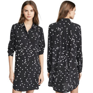 Equipment Starry Night Black Silk Shirt Dress, S